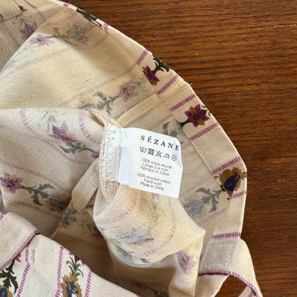 new Sézane floral mosaic tile pattern striped cotton tote bag limited edition - Picture 4 of 4